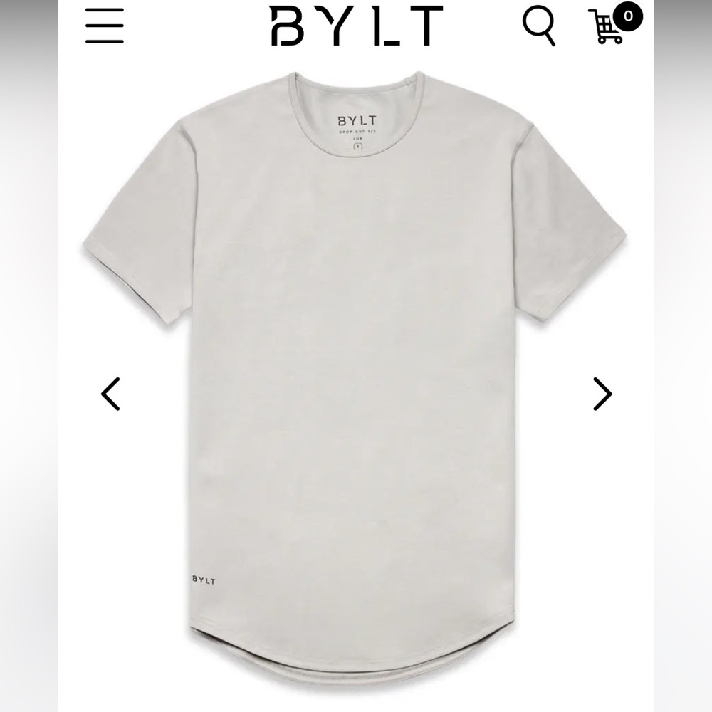 Men's Gray BYLT Lux T-Shirt XL light gray curved tee shirt